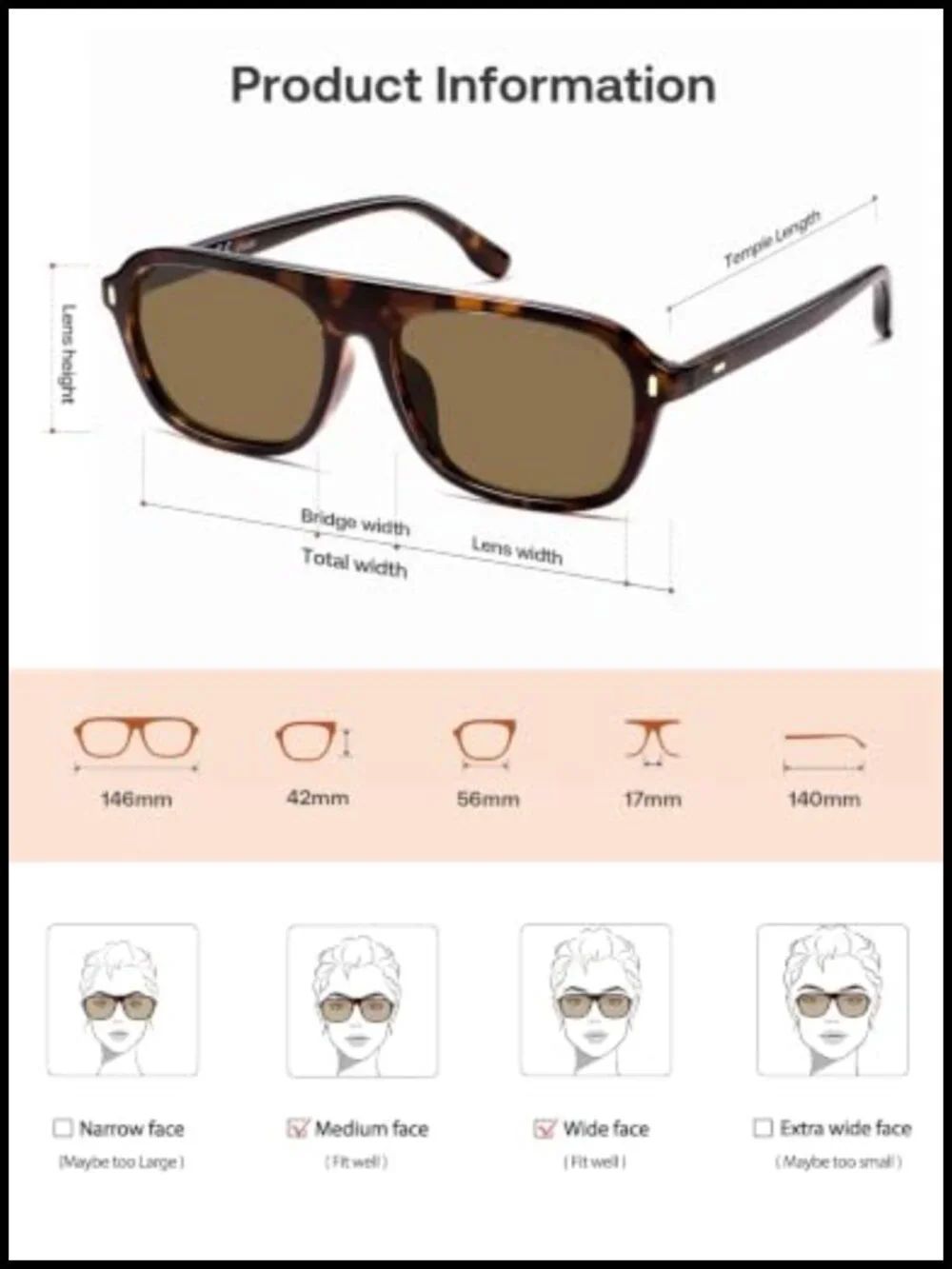 Retro Polarized Aviator Sunglasses Rectangle UV400 Shades